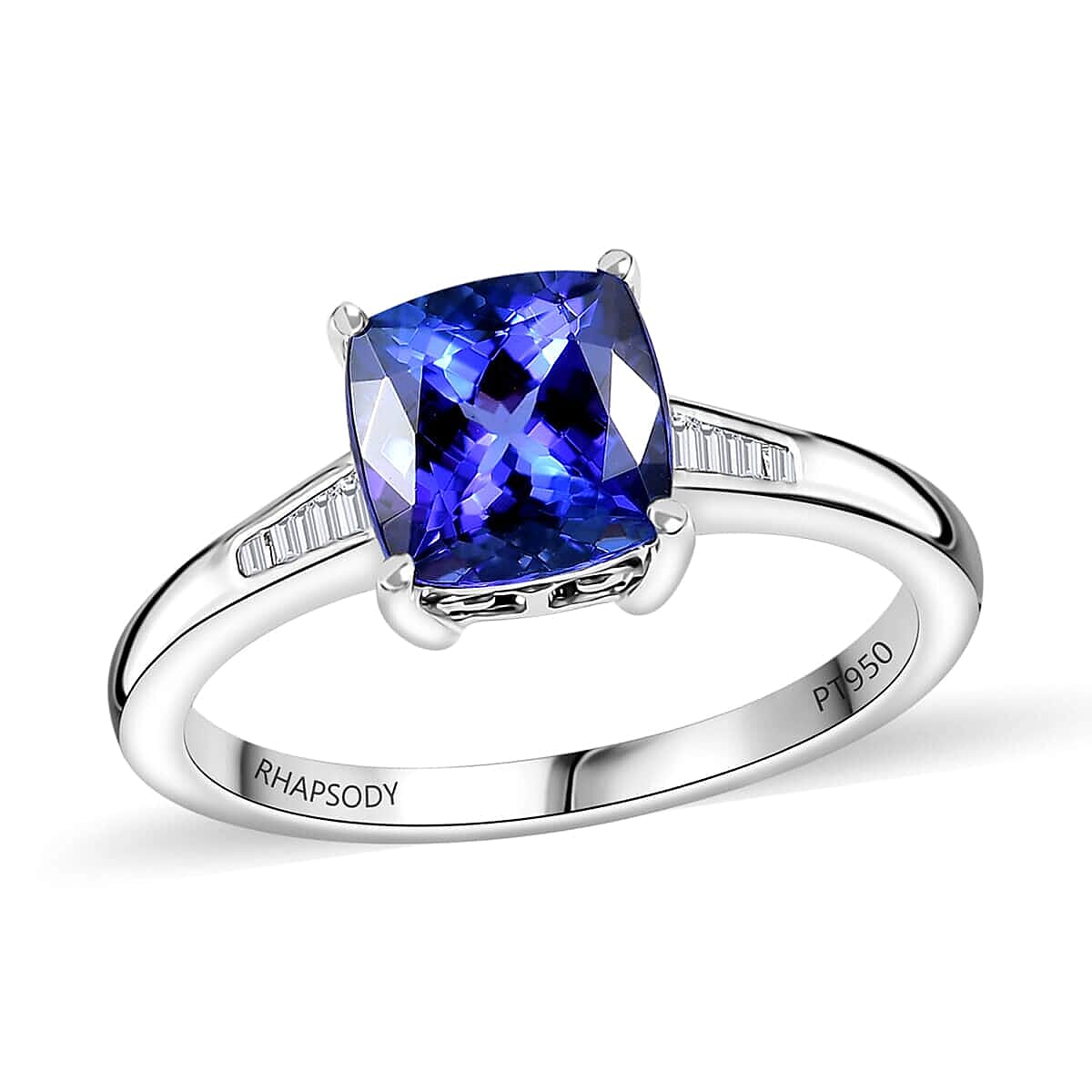 Rhapsody AAAA Tanzanite and E-F VS2 Diamond 2.85 ctw Ring in 950 Platinum 5.50 Grams