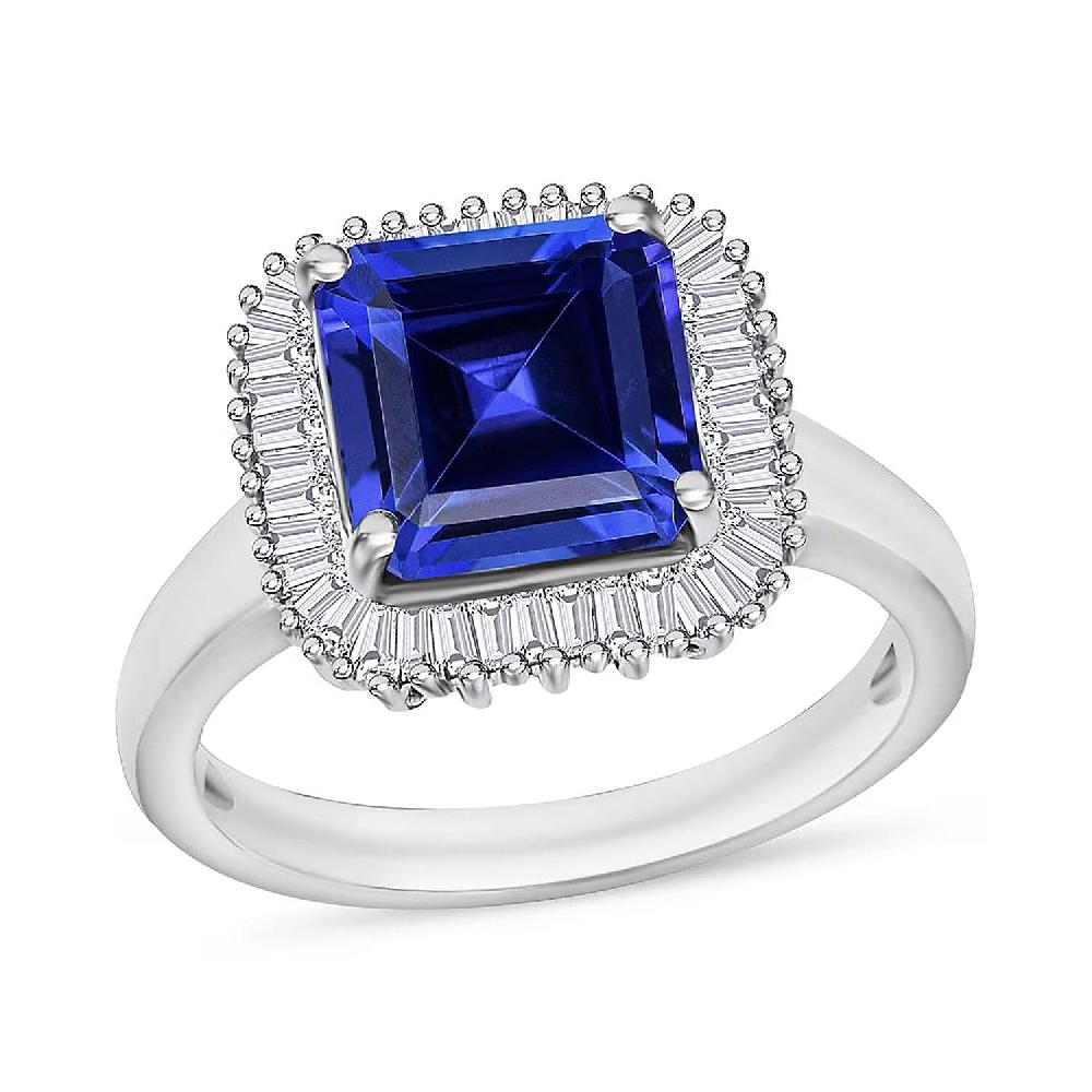 Rhapsody AAAA Tanzanite and E-F VS2 Diamond 3.25 ctw Octagon Shape Ballerina Ring in 950 Platinum (Size 10.0) 5.80 Grams (Del. in 10-12 Days)
