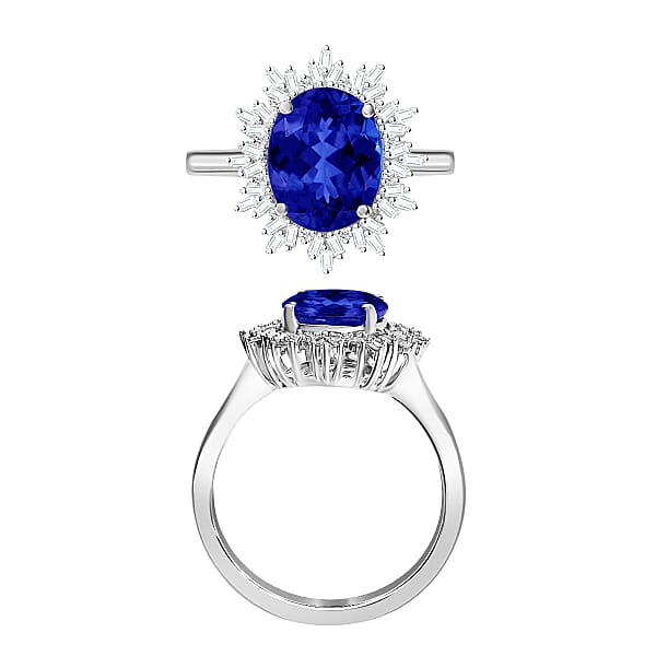 Rhapsody AAAA Tanzanite And E-F VS2 Diamond 3.30 Ctw Ring In 950 Platinum 6.20 Grams (Del. In 10-12 Days)
