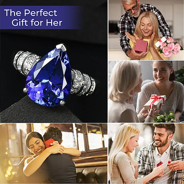 Rhapsody AAAA Tanzanite And E-F VS2 Diamond 6.10 Ctw Ring In 950 Platinum 7.50 Grams