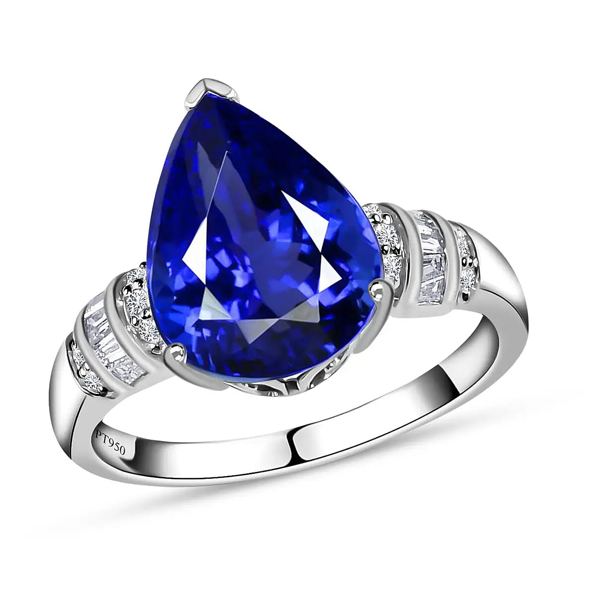 Rhapsody AAAA Tanzanite and E-F VS2 Diamond 6.10 ctw Ring in 950 Platinum 7.50 Grams