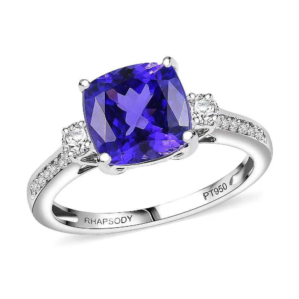 Rhapsody AAAA Tanzanite Diamond Ring in 950 Platinum 4.61 ctw