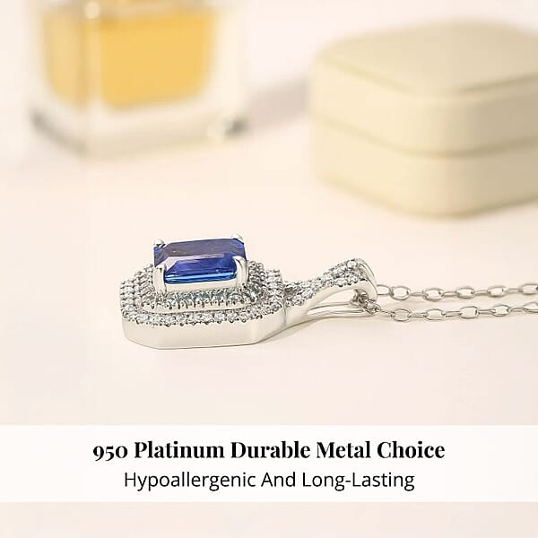 Rhapsody AAAA Tanzanite Paraiba Tourmaline And E-F VS Diamond 3.20 Ctw Midnight Deco Pendant Necklace In 950 Platinum 20 Inches