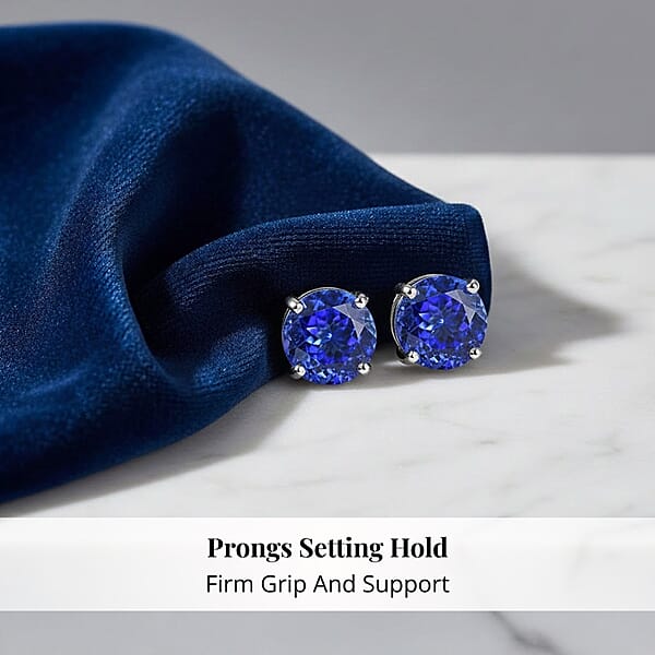 Rhapsody AAAA Tanzanite Solitaire Stud Earrings In 950 Platinum 5.50 Ctw