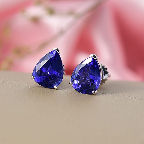 Rhapsody AAAA Tanzanite Stud Earrings In 950 Platinum 4.75 Ctw