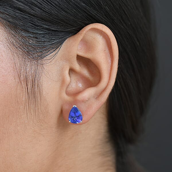 Rhapsody AAAA Tanzanite Stud Earrings In 950 Platinum 4.75 Ctw