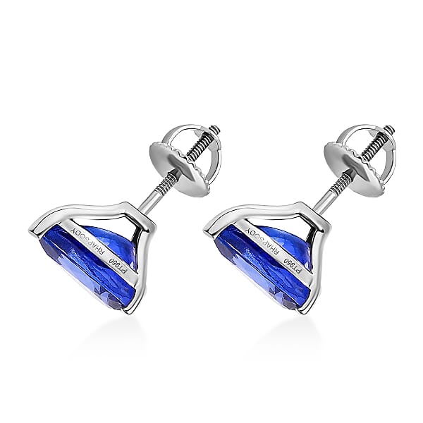Rhapsody AAAA Tanzanite Stud Earrings In 950 Platinum 4.75 Ctw