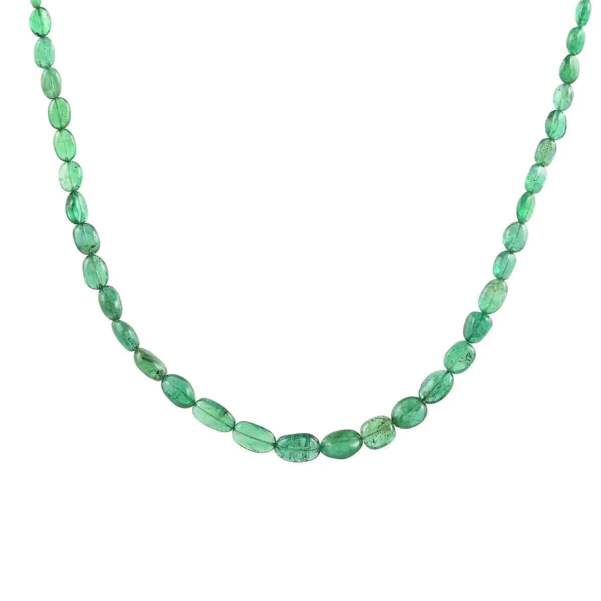 Rhapsody AAAA Zambian Emerald Beaded Necklace Graduated Single Strand Beaded Necklace 18 Inch Necklace In 950 Platinum 60.00 ctw