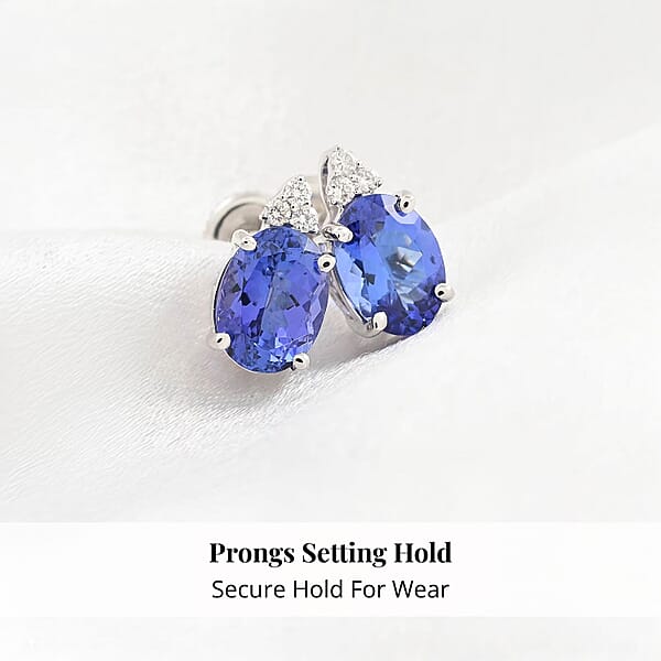 Rhapsody Certified And Appraised AAAA Tanzanite And E-F VS Diamond 3.25 Ctw Accent Earrings 950 Platinum Earrings Tanzanite Gifts For Her 4.15 Grams