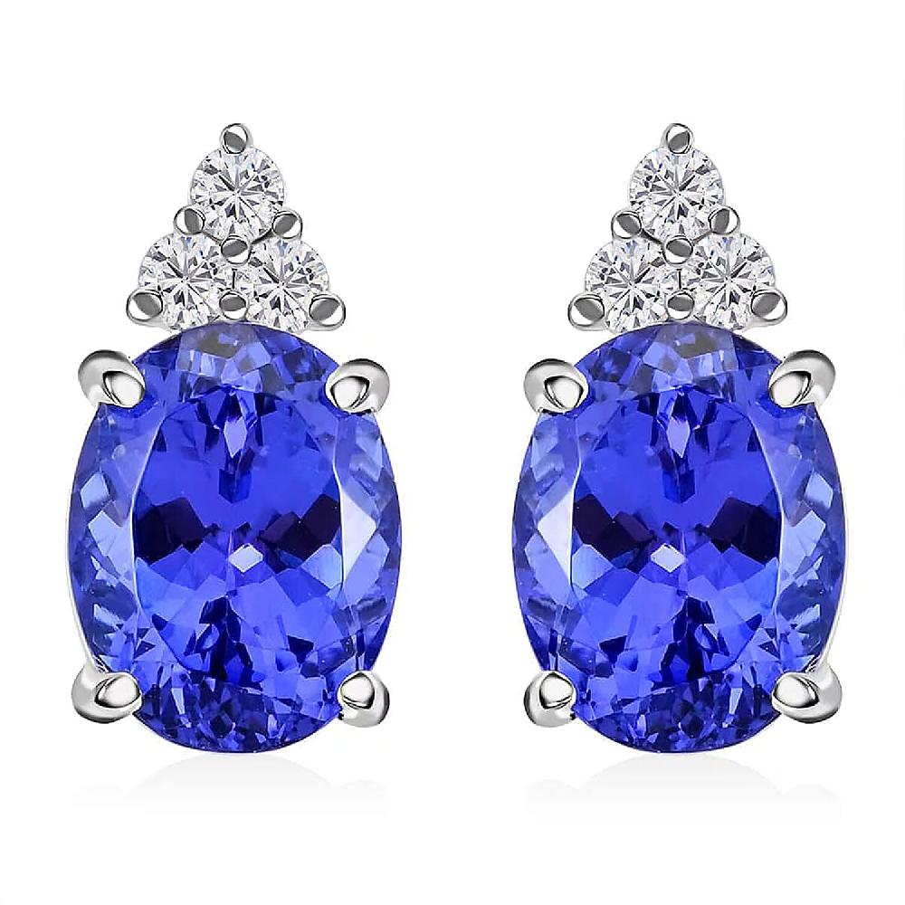 Rhapsody Certified and Appraised AAAA Tanzanite and E-F VS Diamond 3.25 ctw Accent Earrings 950 Platinum Earrings Tanzanite Gifts For Her 4.15 Grams
