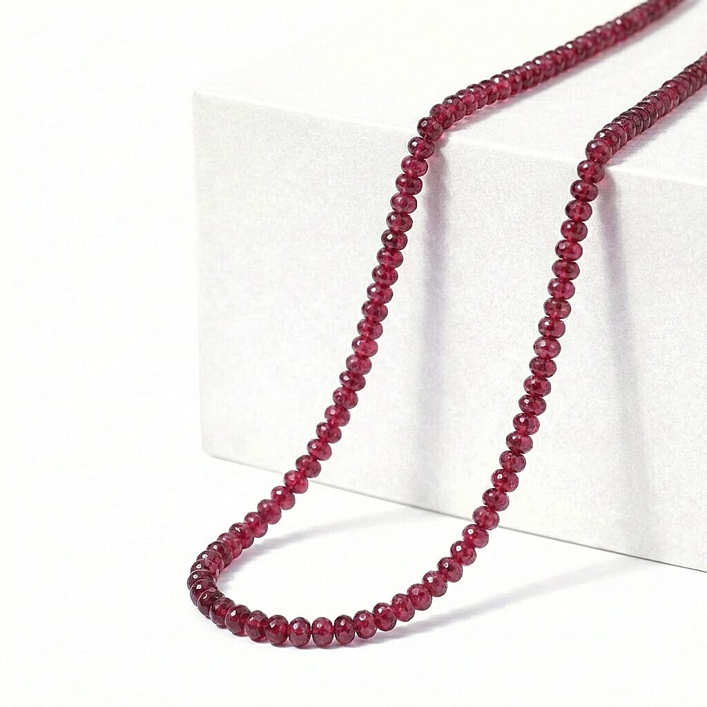 Rhapsody Certified & Appraised AAAA Ouro Fino Rubellite 18 Inch Beaded Necklace in 950 Platinum 75.00 ctw Rubellite Jewelry Necklace Gift For Her