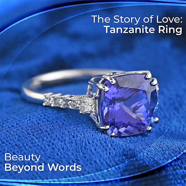 Rhapsody Certified & Appraised AAAA Tanzanite And E-F VS Diamond 4.00 Ctw Accent Ring 950 Platinum Ring Wedding Ring 4 Grams