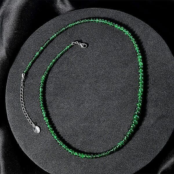 Rhapsody Certified & Appraised AAAA Tsavorite Garnet Beaded Graduated Necklace 950 Platinum Necklace 18-20 Inch Necklace 92.00 Ctw