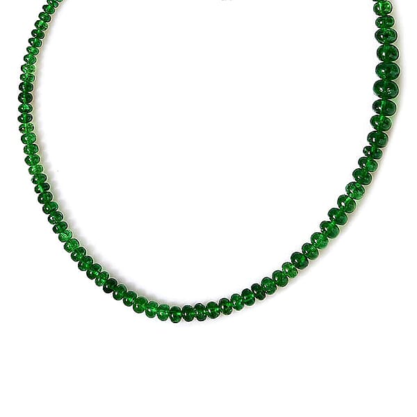 Rhapsody Certified & Appraised AAAA Tsavorite Garnet Beaded Graduated Necklace 950 Platinum Necklace 18-20 Inch Necklace 92.00 Ctw