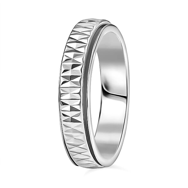 Rhapsody Diamond Cut Spinner Band Ring In 950 Platinum 6.37 Grams