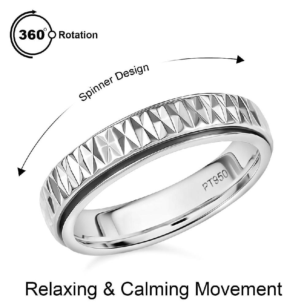 Rhapsody Diamond Cut Spinner Band Ring in 950 Platinum 6.37 Grams