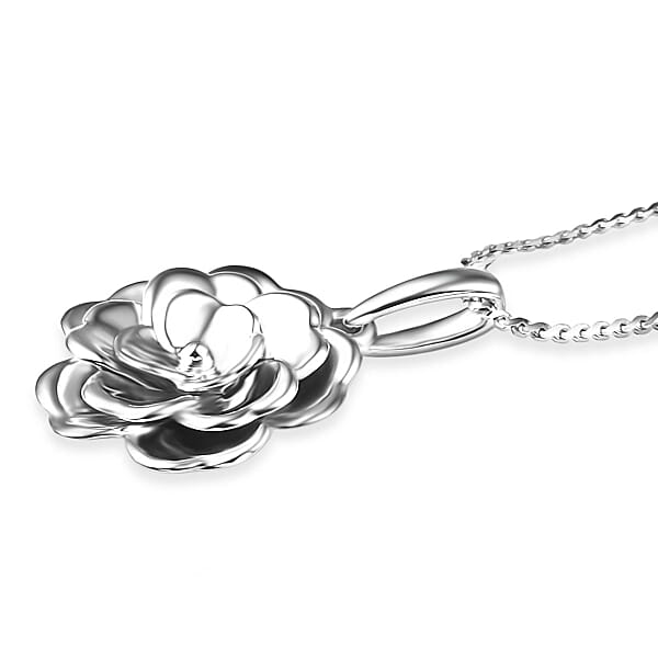 Rhapsody Flower Camellia Bloom Pendant Necklace In 950 Platinum 7.70 Grams 20 Inches