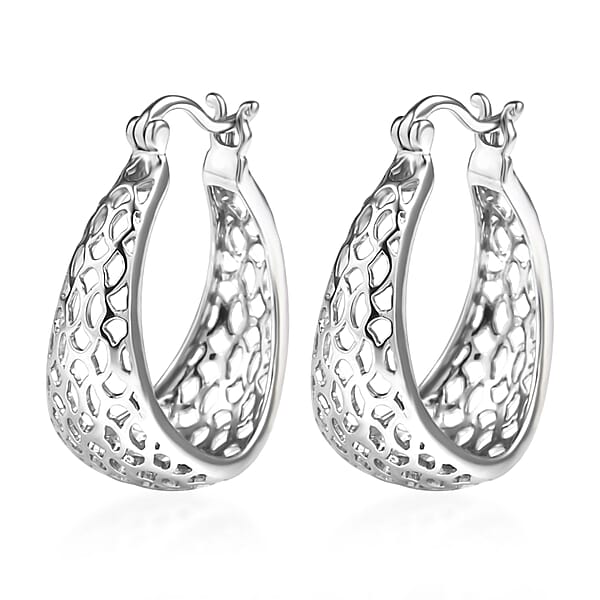 Rhapsody Honeycomb Hoop Earrings In 950 Platinum 9 Grams
