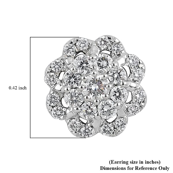 Rhapsody IGI Certified 950 Platinum E-F VS Diamond Flower Stud Earrings 1.00 Ctw