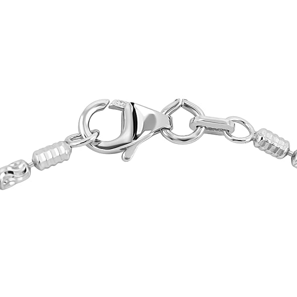 Rhodium Over Sterling Silver 2mm Typhoon Bracelet (7.50 In) 2.36 Grams