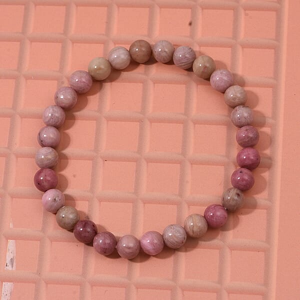 Rhodonite Beaded Stretch Bracelet 55.00 Ctw