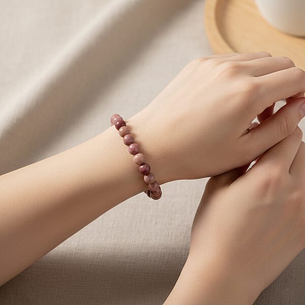 Rhodonite Beaded Stretch Bracelet 55.00 Ctw