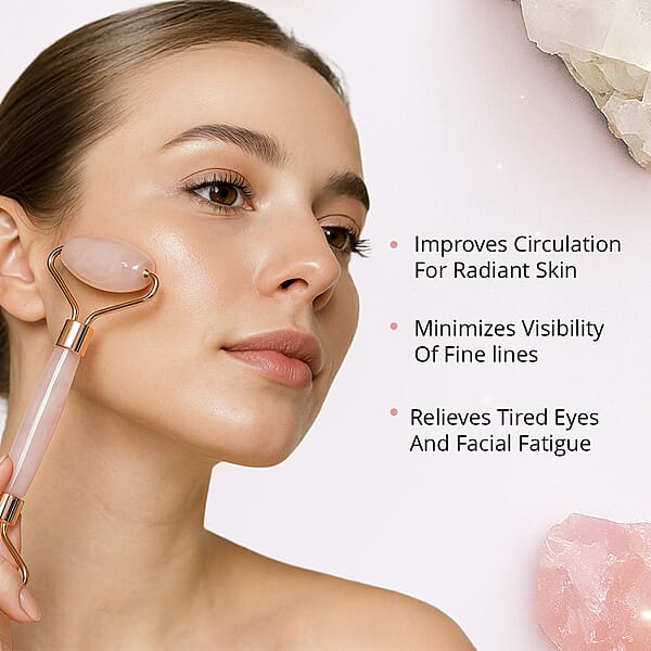 Rock Crystal Quartz Eye Mask (8.28x3.54) With Face Roller (5.82x1.57x2.36)
