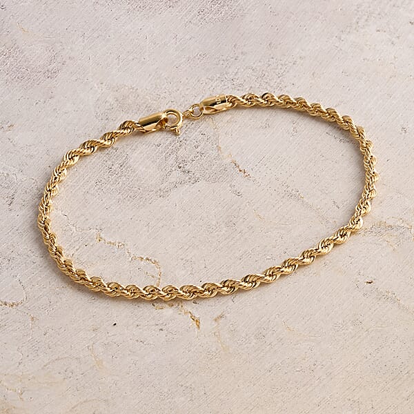 Rope Chain Bracelet In 10K Yellow Gold (7.25 In) 1.32 Grams