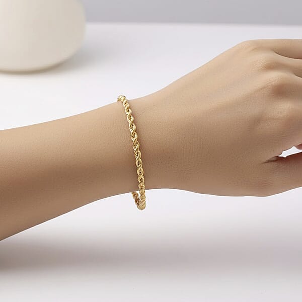 Rope Chain Bracelet In 10K Yellow Gold (7.25 In) 1.32 Grams