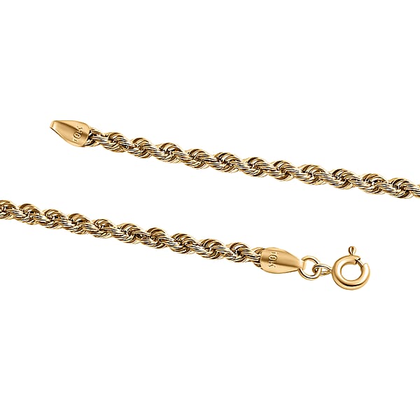 Rope Chain Bracelet In 10K Yellow Gold (7.25 In) 1.32 Grams
