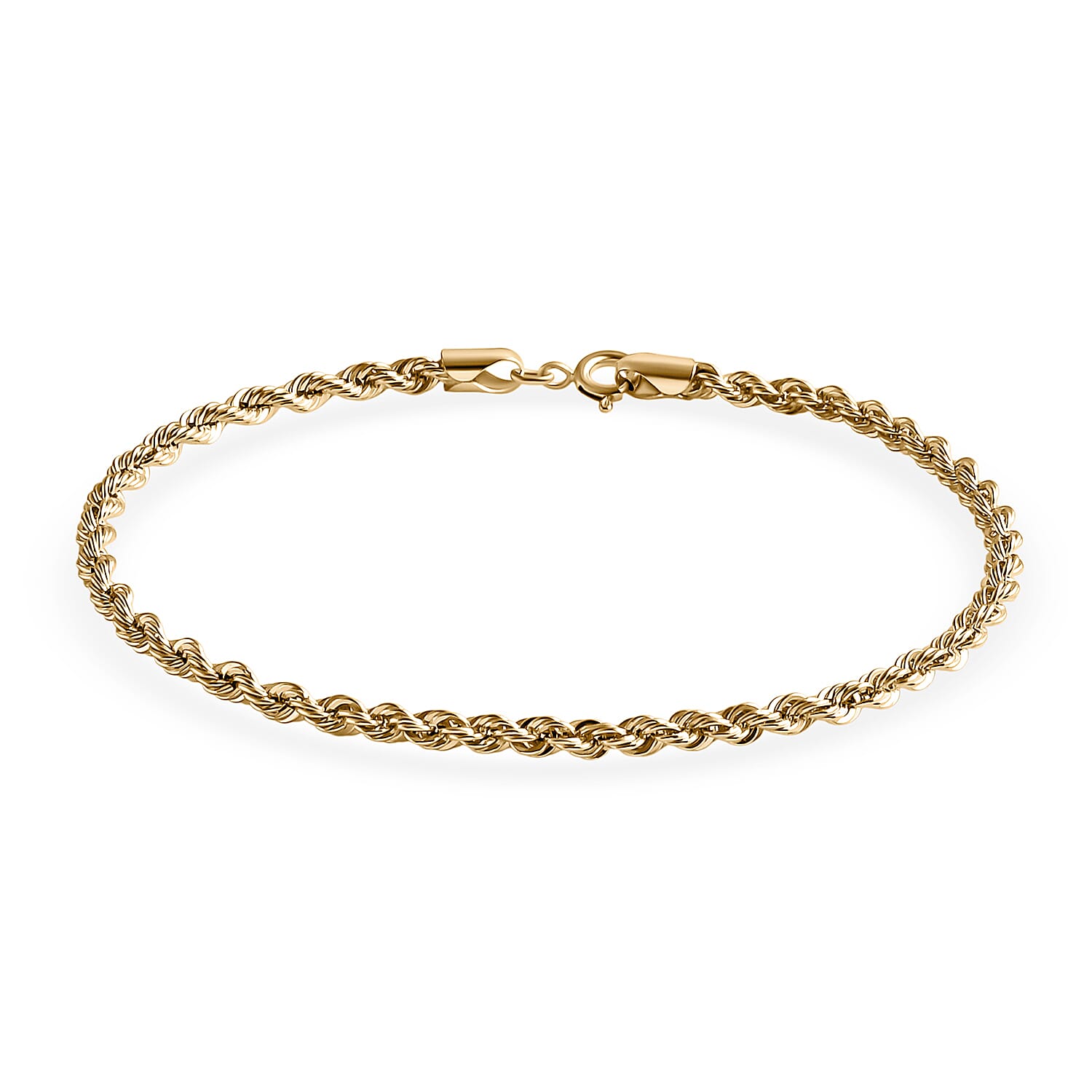 Rope Chain Bracelet in 10K Yellow Gold (7.25 In) 1.32 Grams