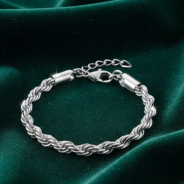 Rope Chain Bracelet In Stainless Steel (7-9In)