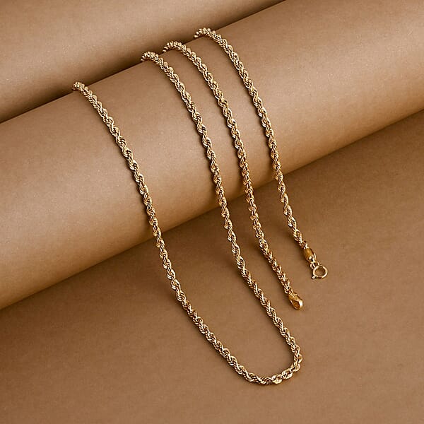 Rope Chain Necklace In 10K Yellow Gold 3.10 Grams 20 Inches
