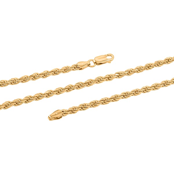 Rope Chain Necklace In 14K Yellow Gold Over Sterling Silver 20.2 Grams 22 Inches