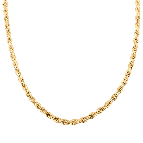 Rope Chain Necklace In 14K Yellow Gold Over Sterling Silver 20.2 Grams 22 Inches