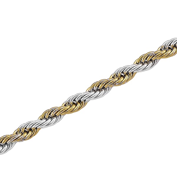 Rope Chain Necklace In ION Plated YG And Stainless Steel 20-22 Inches