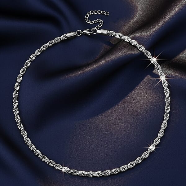 Rope Chain Necklace In Stainless Steel 20-22 Inches
