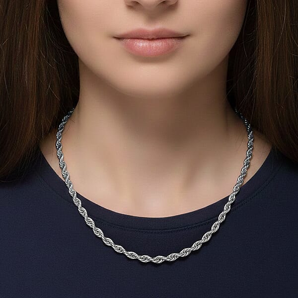 Rope Chain Necklace In Stainless Steel 20-22 Inches