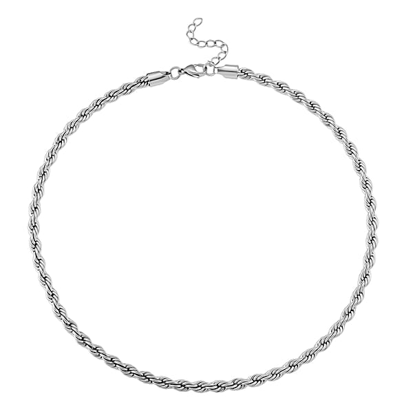 Rope Chain Necklace In Stainless Steel 20-22 Inches
