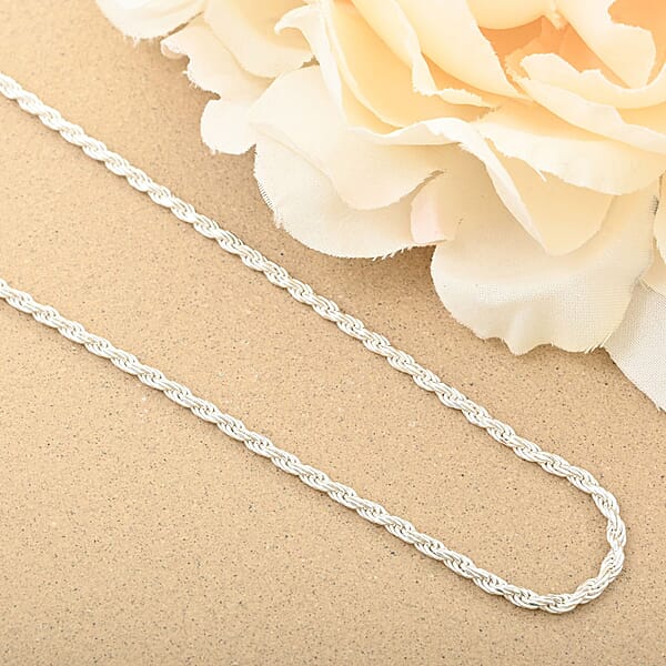 Rope Chain Necklace In Sterling Silver 11.80 Grams 24 Inches