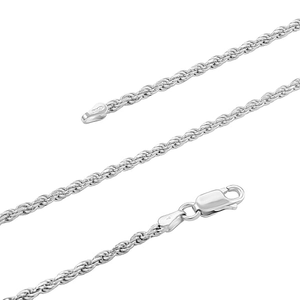 Rope Chain Necklace In Sterling Silver 11.80 Grams 24 Inches