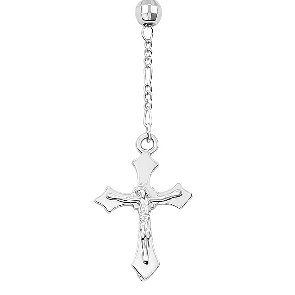Rosary Chain Necklace In Silvertone 28 Inches