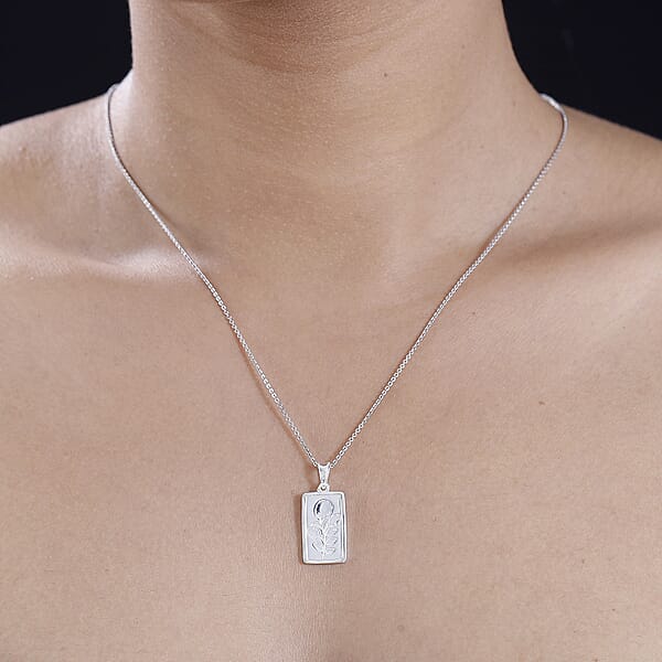 Rose Bar Pendant Necklace In 10K White Gold 2 Grams 20 Inches (Del. In 10-12 Days)