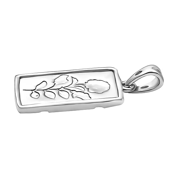 Rose Bar Pendant Necklace In 10K White Gold 2 Grams 20 Inches (Del. In 10-12 Days)