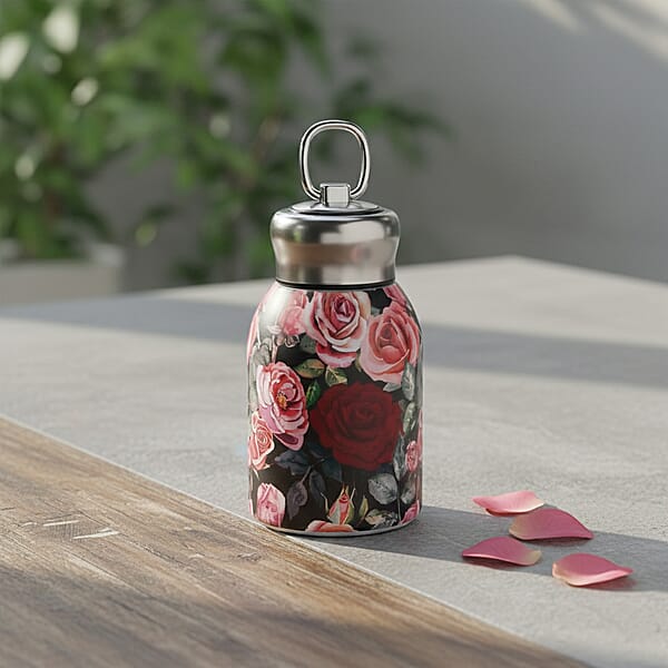 Rose Pattern 260ml Double Wall Stainless Steel Water Bottle