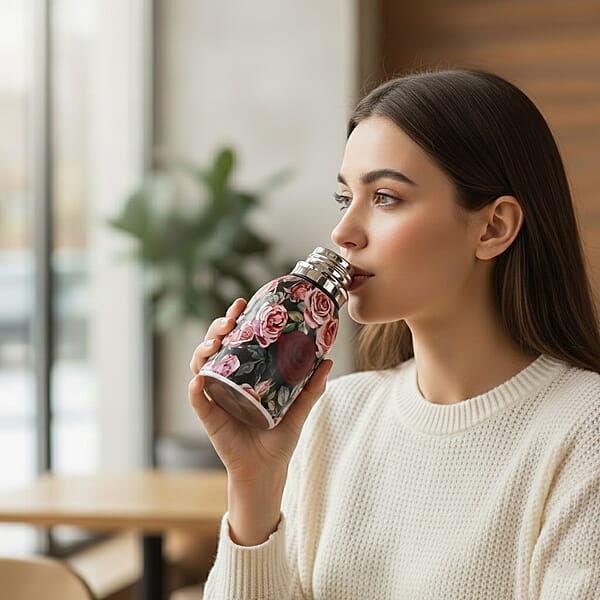 Rose Pattern 260ml Double Wall Stainless Steel Water Bottle