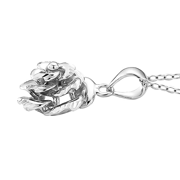 Rose Pendant Necklace In 950 Platinum 4.02 Grams 18 Inches