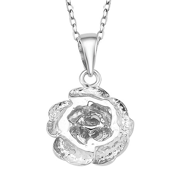 Rose Pendant Necklace In 950 Platinum 4.02 Grams 18 Inches