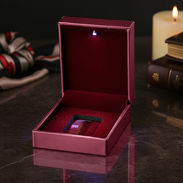 Rose Red Faux Leather And Rose Red Velvet LED Light Packaging Box
