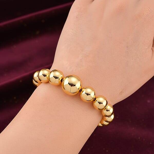 Round Shape Beaded Chain Bracelet In Goldtone (6-9In)